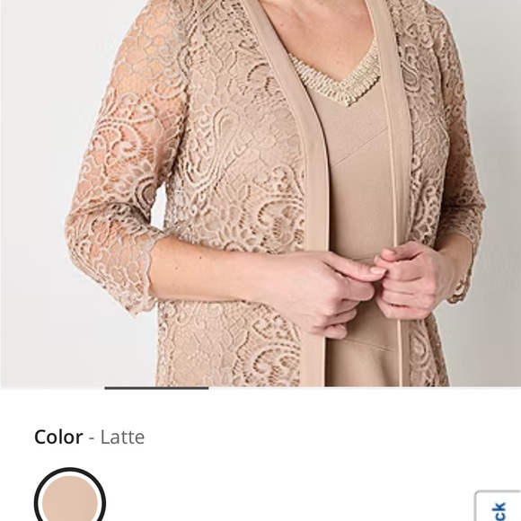 Maya Brooke Embellished Jacket Dress size 10 Taupe/champagne - Picture 3 of 5